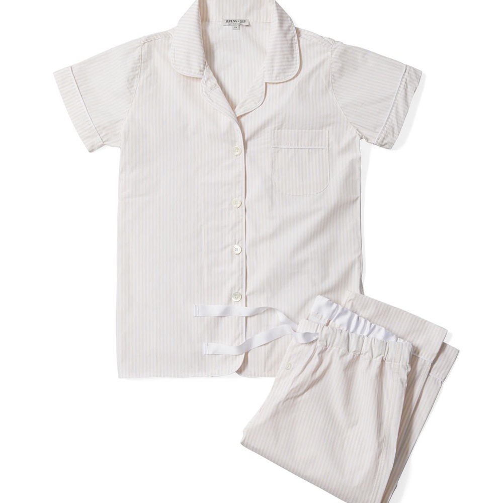 Serena and Lily Pink Oxford Striped Pajamas Size M